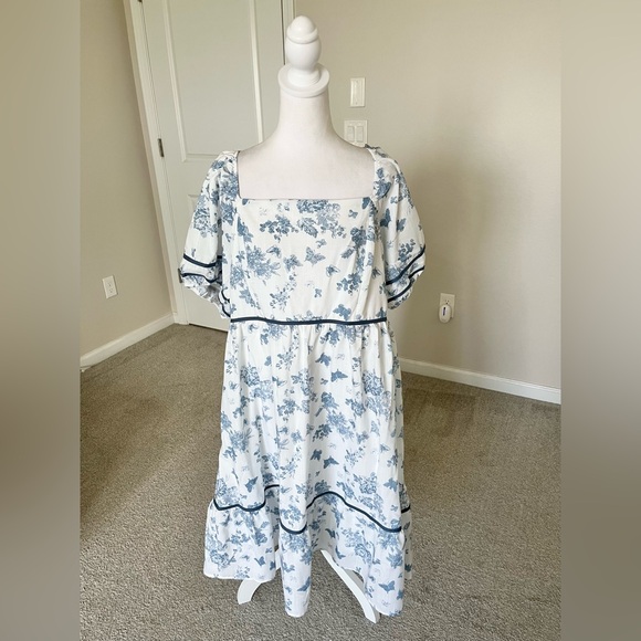 Polagram Dresses & Skirts - NWT Polagram White with Blue Butterflies and Flowers Mini Dress Size 2X and 3X